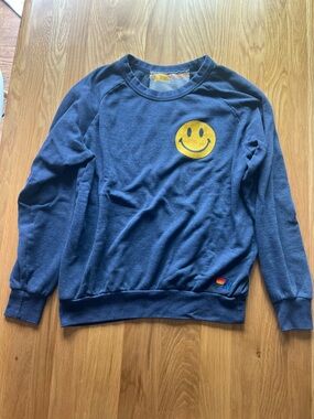 Aviator Nation Smiley Patch Navy Crewneck Sweatshirt